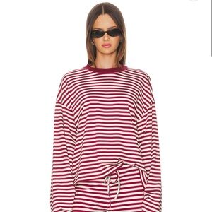 Lioness Bloom top Wine stripe